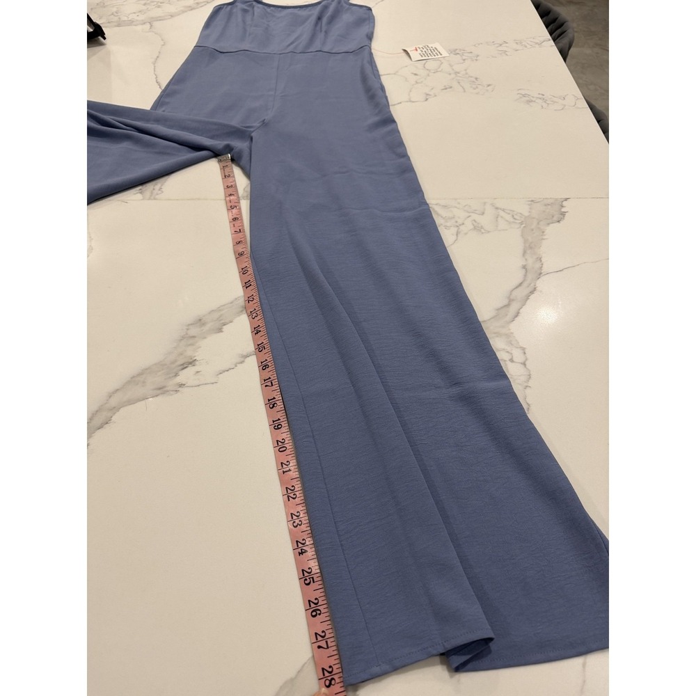 ASOS DESIGN Jumpsuit Womens XS Blue Tie Strap Square Neck Wide Leg Casual - Picture 9 of 10